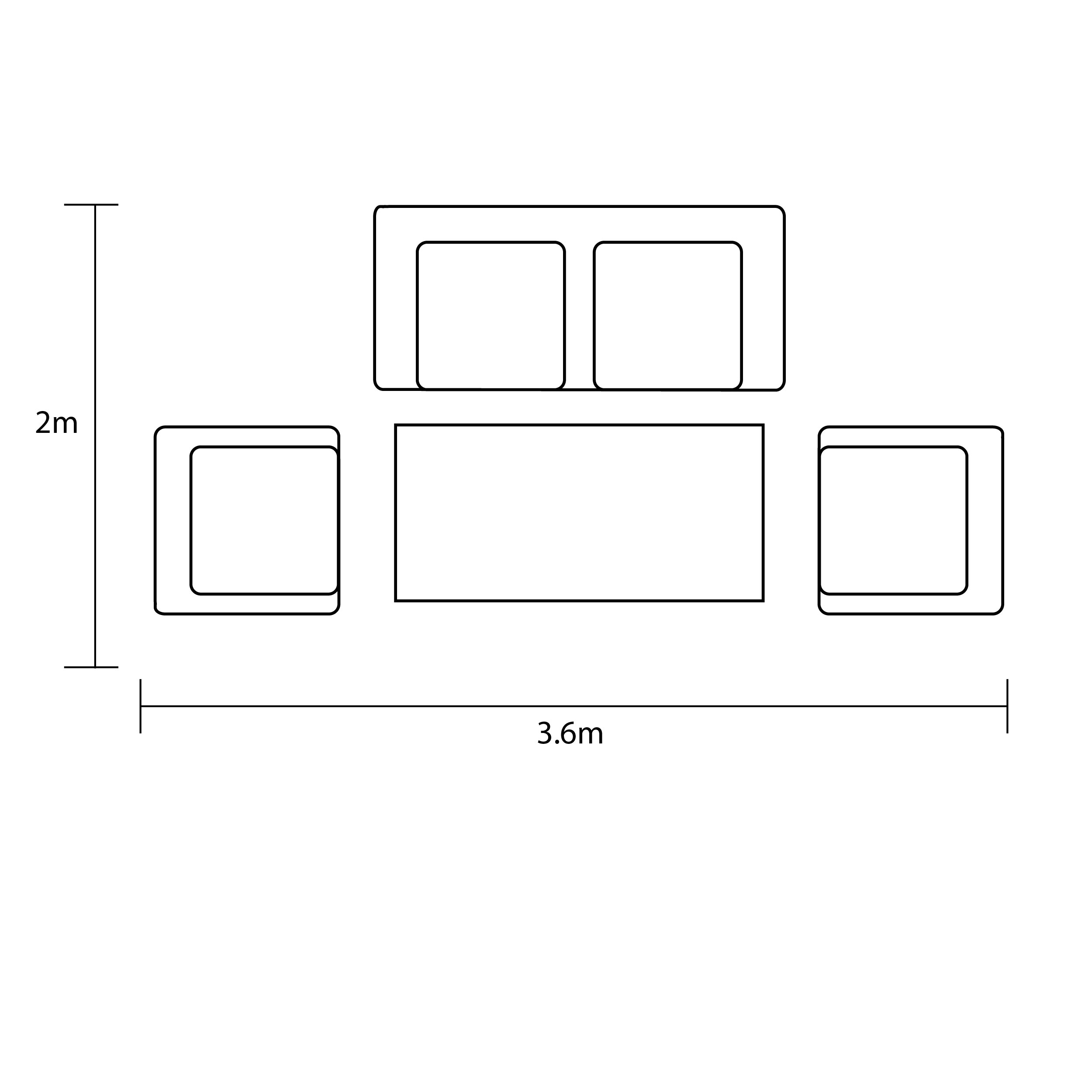 Kora 2 Seat Casual Lounge Set footprint